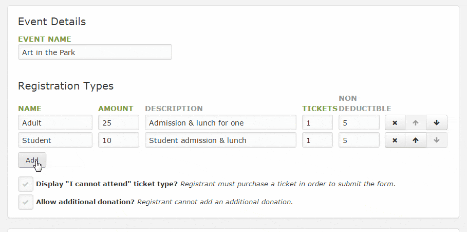 Registration setup