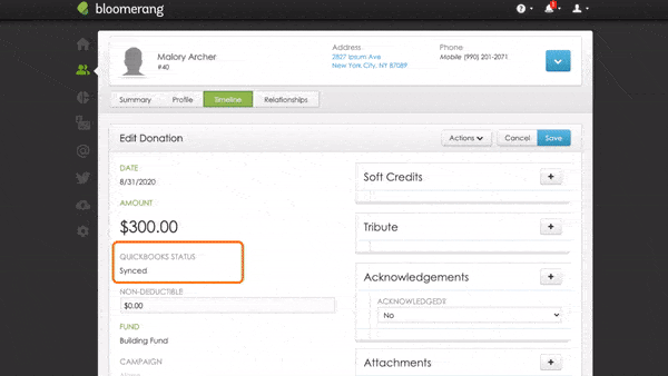QuickBooks - Bloomerang integration set up graphic