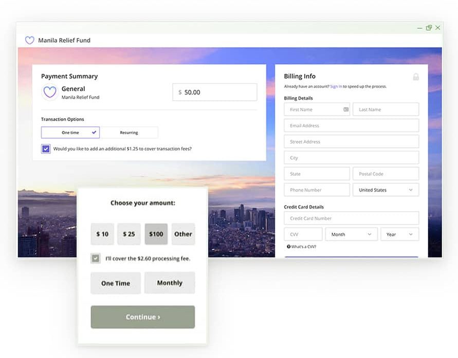 This image shows an example of a campaign created with Bloomerang’s peer-to-peer fundraising software. 