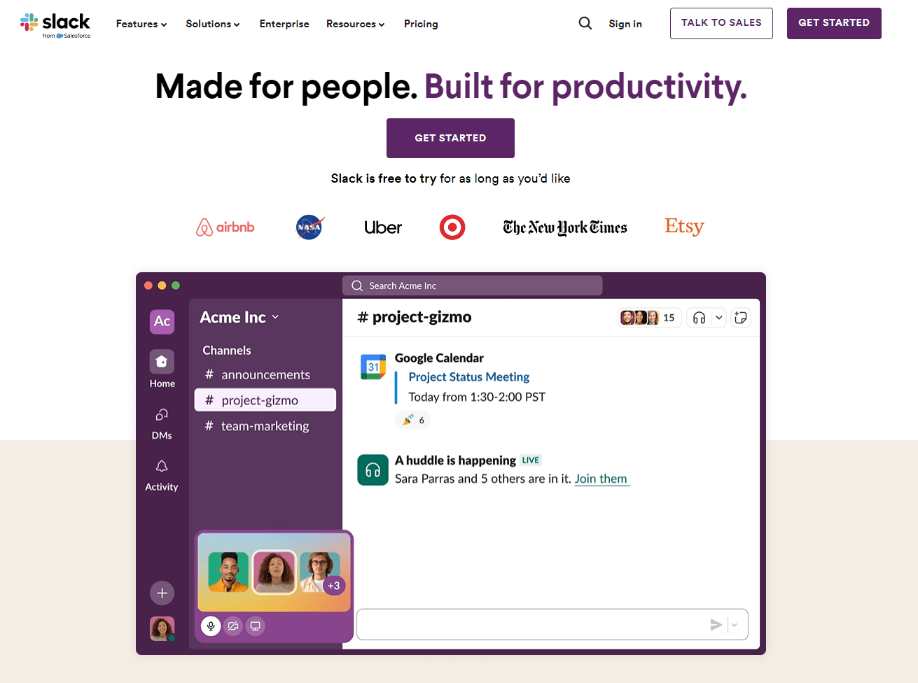 Slack homepage