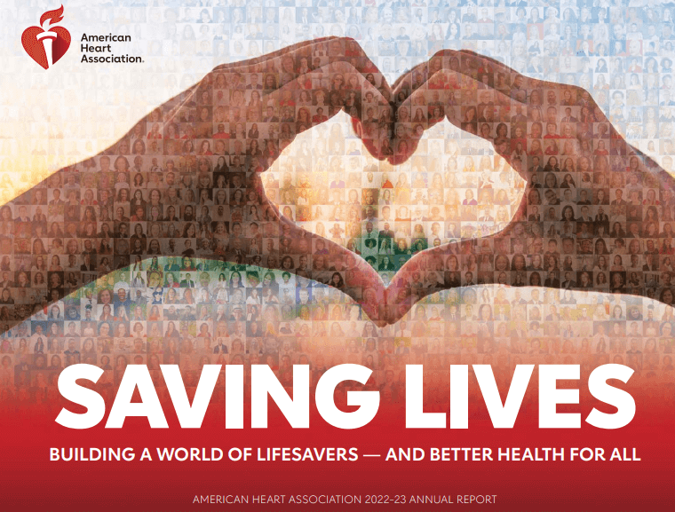 Screenshot of the first page of the American Heart Association's 2022-2023 Annual Report