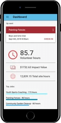 The Get Connected volunteer app on an iPhone screen