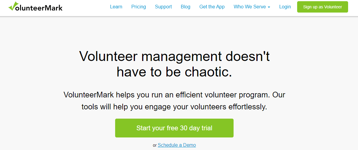 VolunteerMark homepage