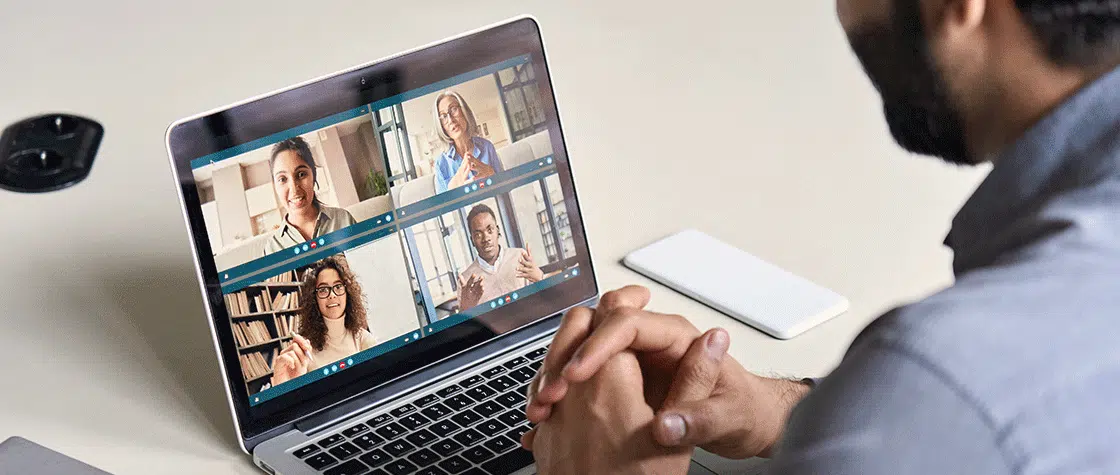 man hosting online event