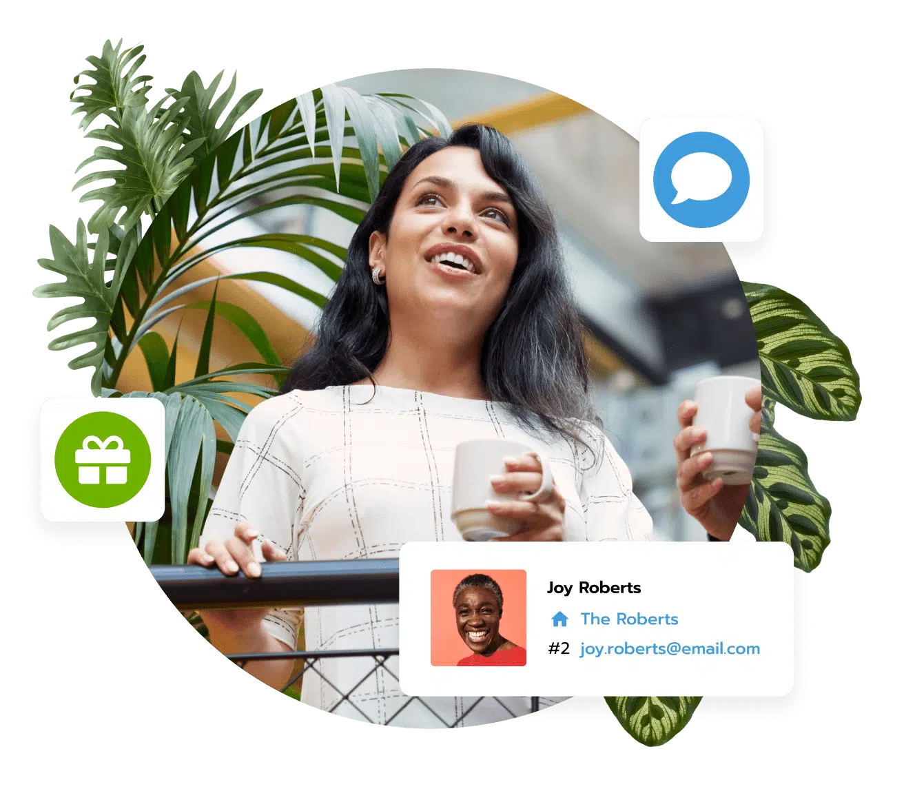 Woman with User Interface Elements