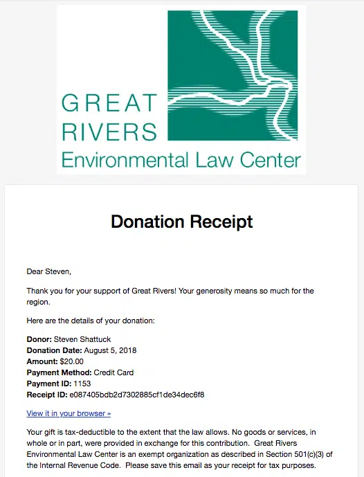 first-time donor gift acknowledgement