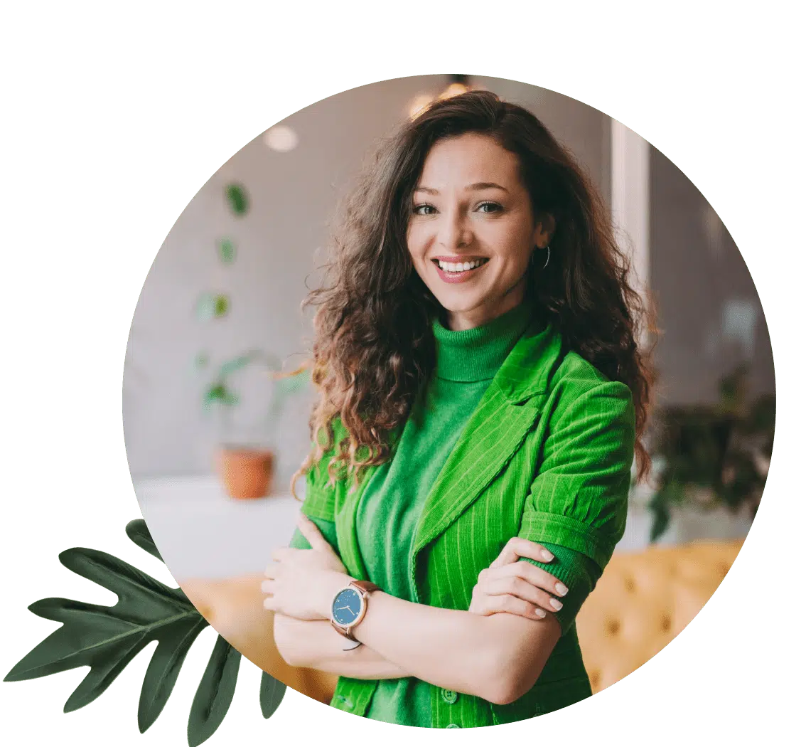 Women in green blazer