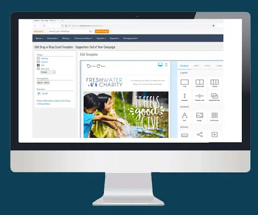 This image shows Blackbaud eTapestry's user interface.