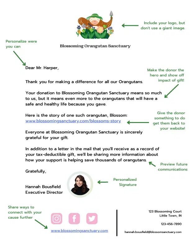 Sample Donation Thank You Email Template