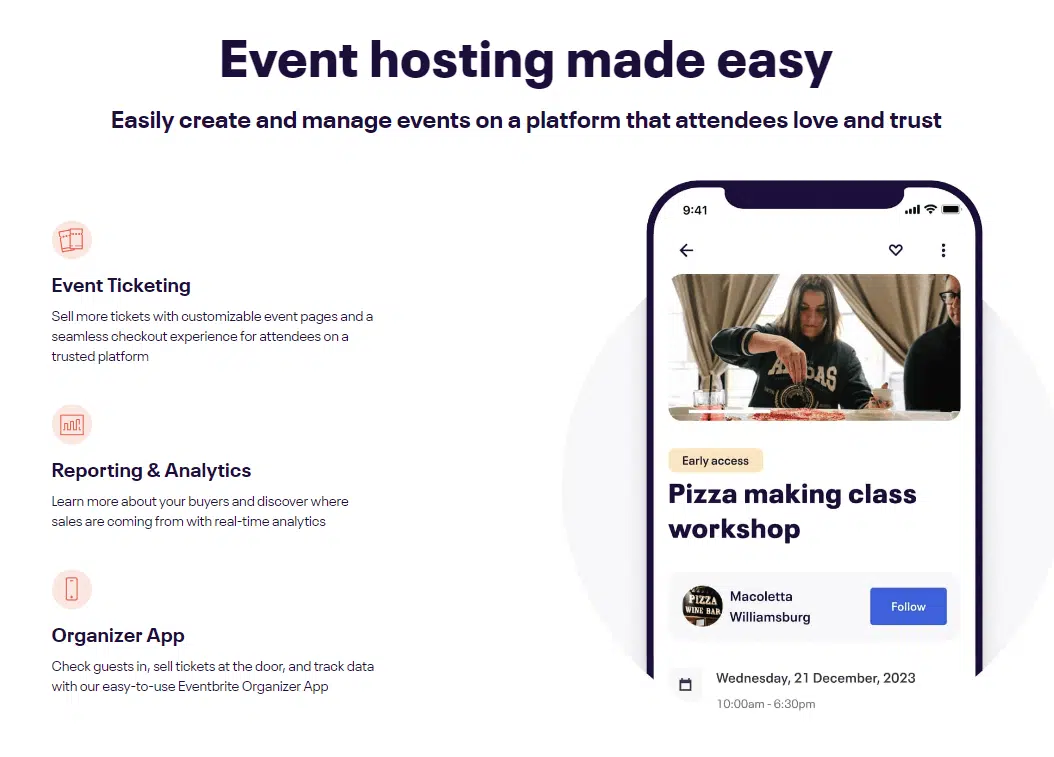 Eventbrite homepage