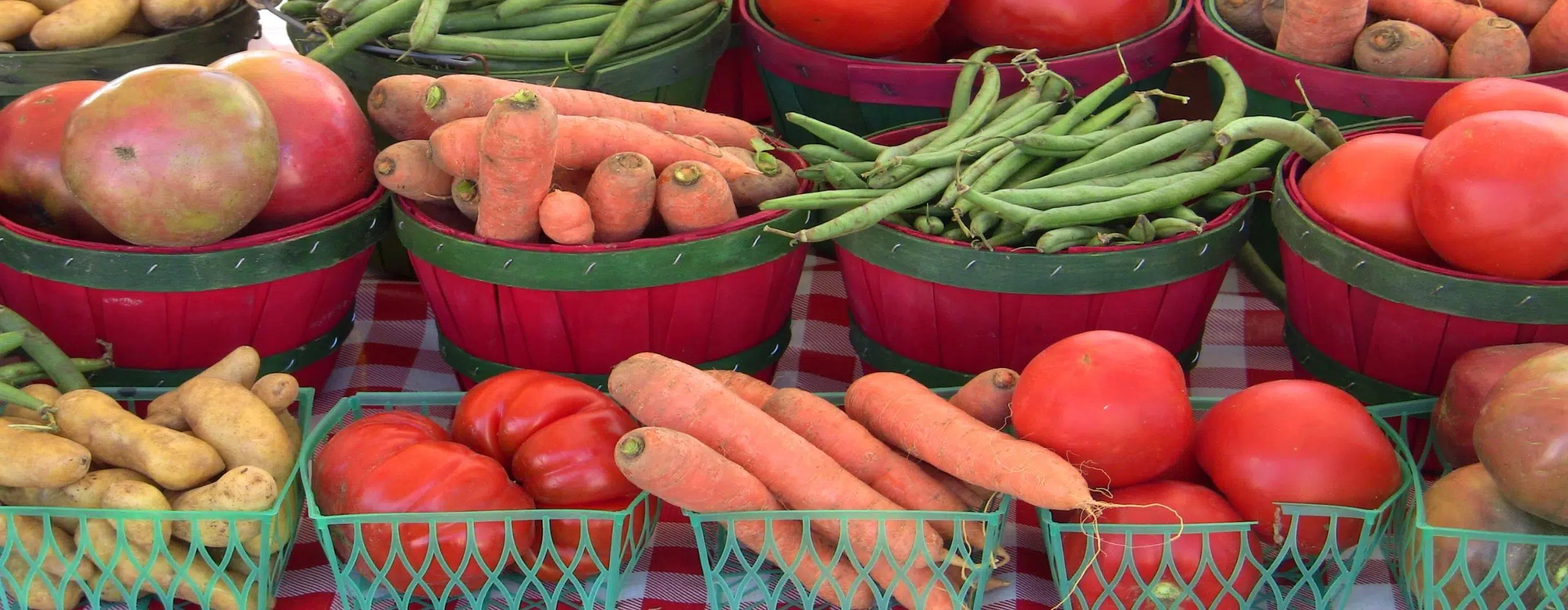 Vegetables in baskets, like those that are served at the Harry Chapin Food Bank, a Bloomerang customer