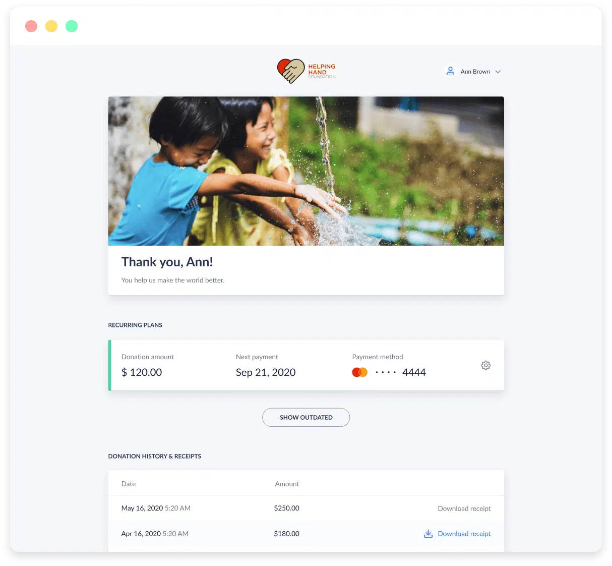 Fundraise Up Donor Portal