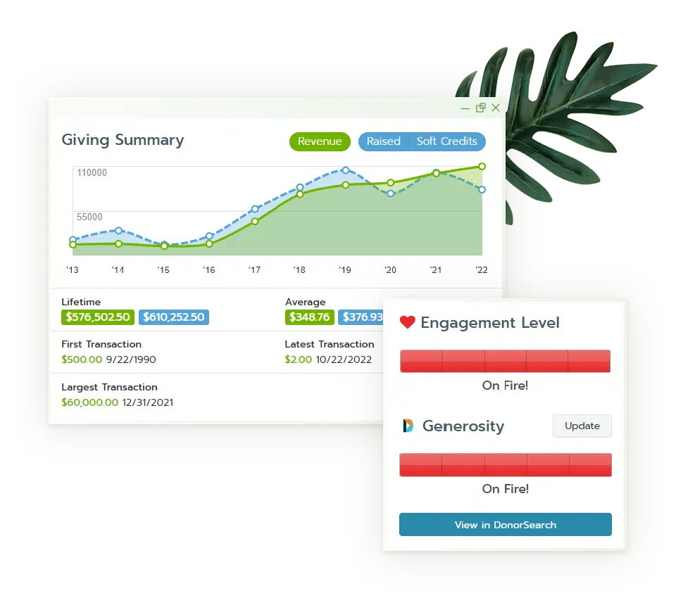 Bloomerang Nonprofit CRM dashboard view