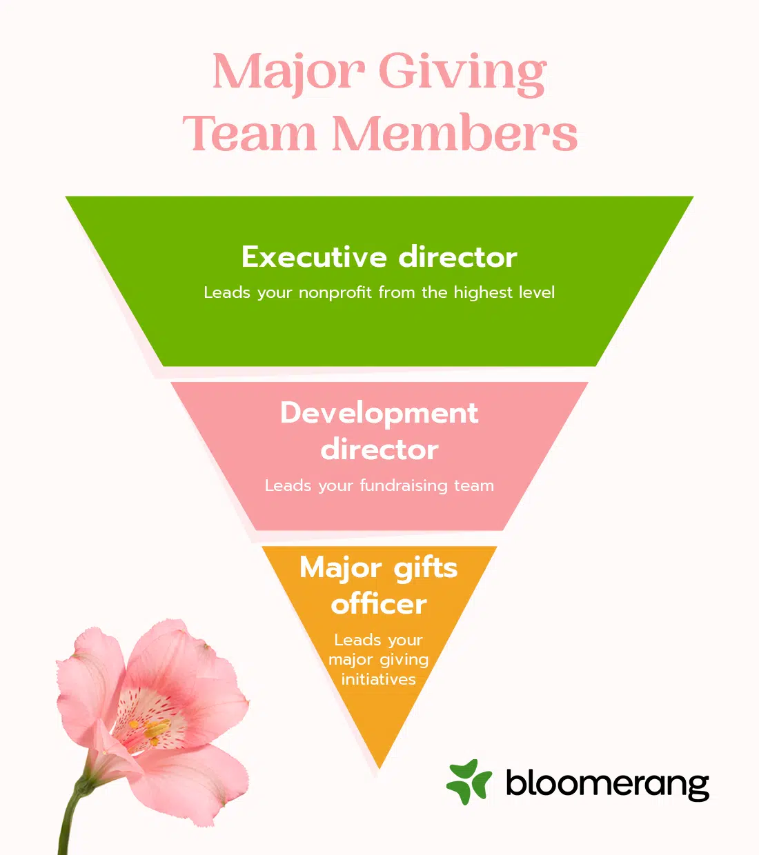 Major gifts team members (explained in the text below) 