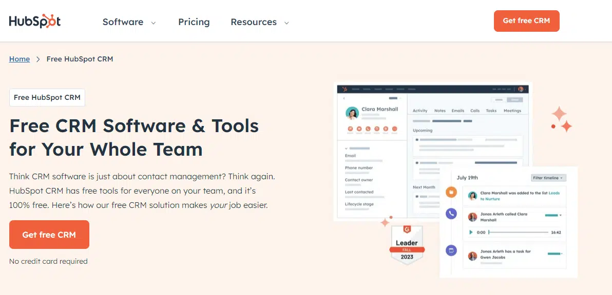 Hubspot CRM screenshot