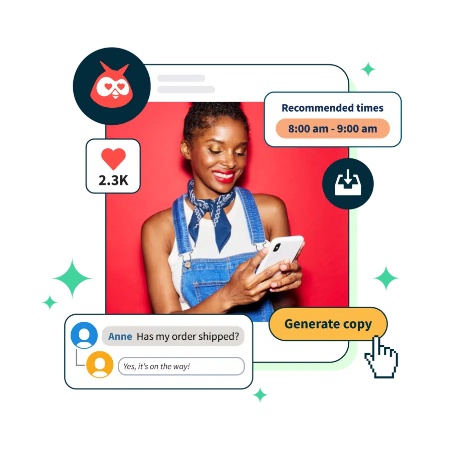 This image represents different actions you can take in the Hootsuite software platform.