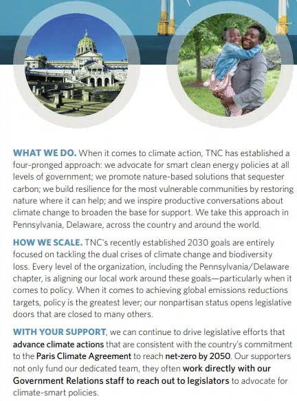 This is a screenshot of the Nature Conservancy of Pennsylvania and Delaware’s nonprofit strategic plan. 