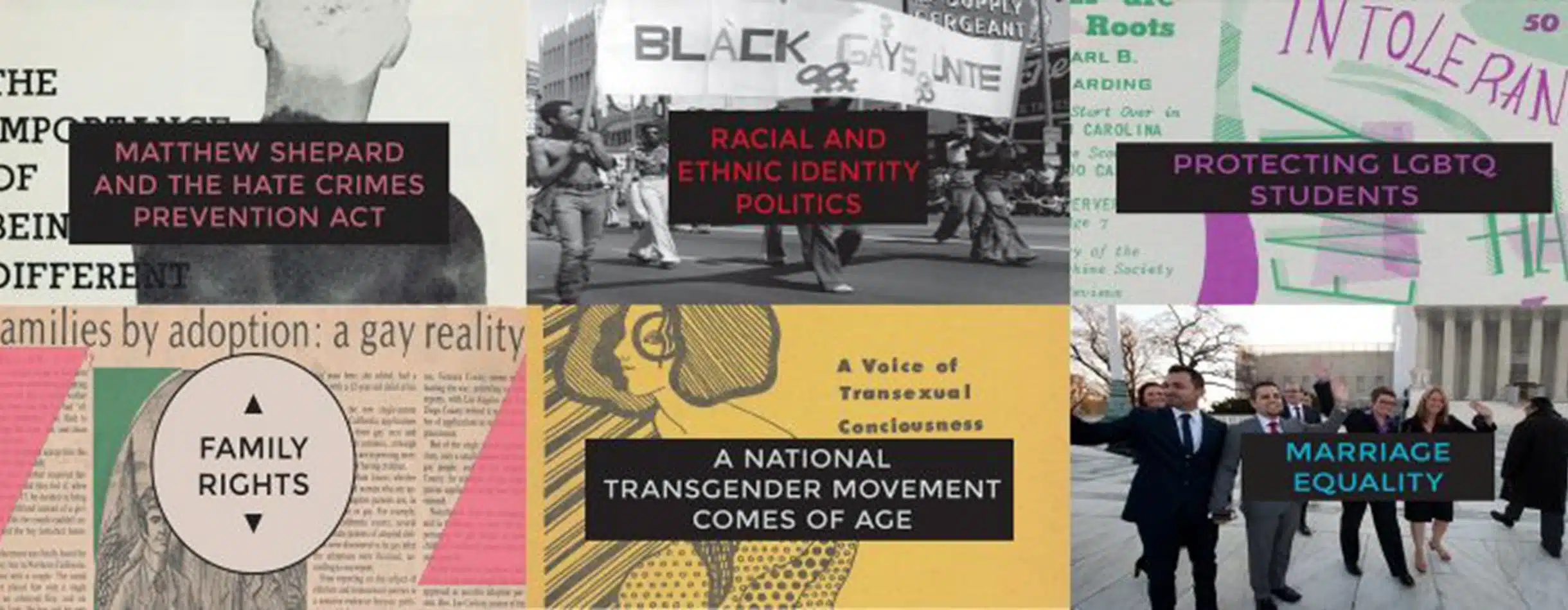 collage of LGBTQ print resources and photos