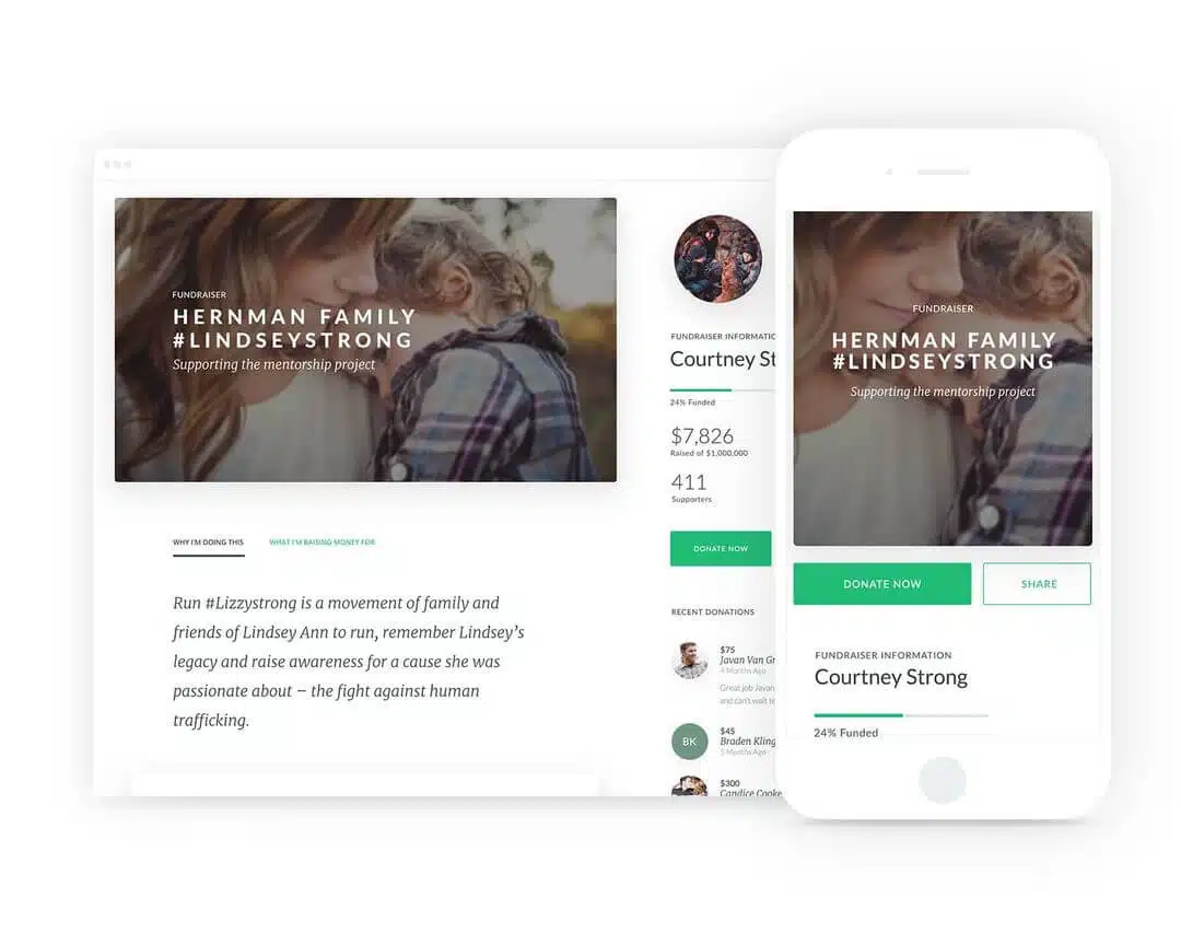 This image shows what Donately’s peer-to-peer fundraising software can do.