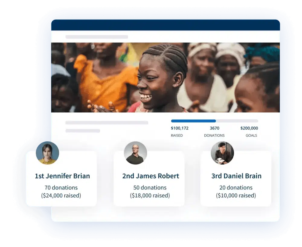 This image shows how Donorbox’s peer-to-peer fundraising platform works.