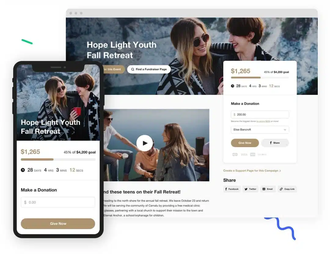 This image shows Giving Fuel’s peer-to-peer fundraising platform. 