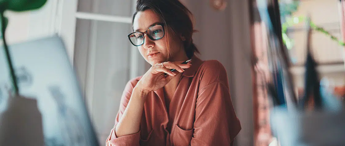 woman studying at computer