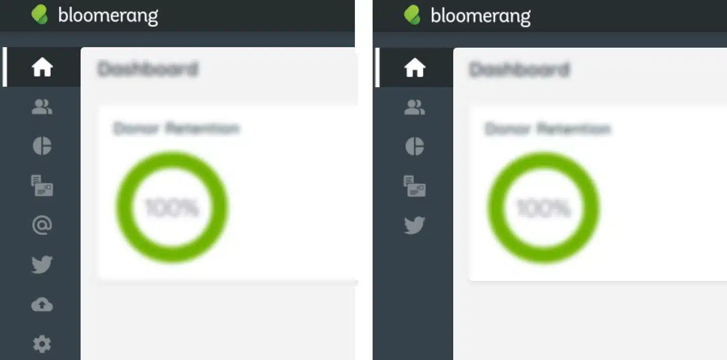 Navigation icons with and without permissions
