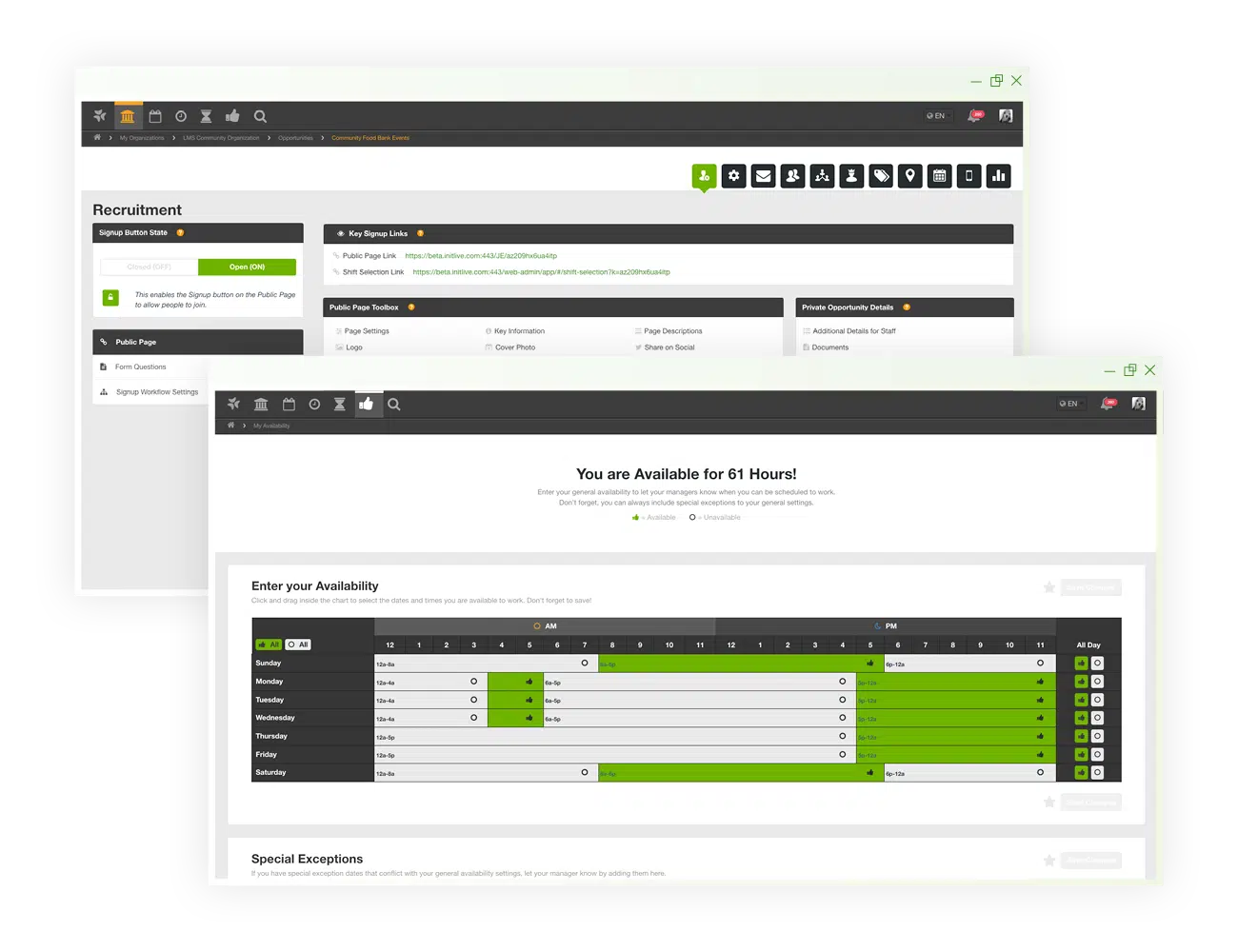 Bloomerang Volunteer scheduling